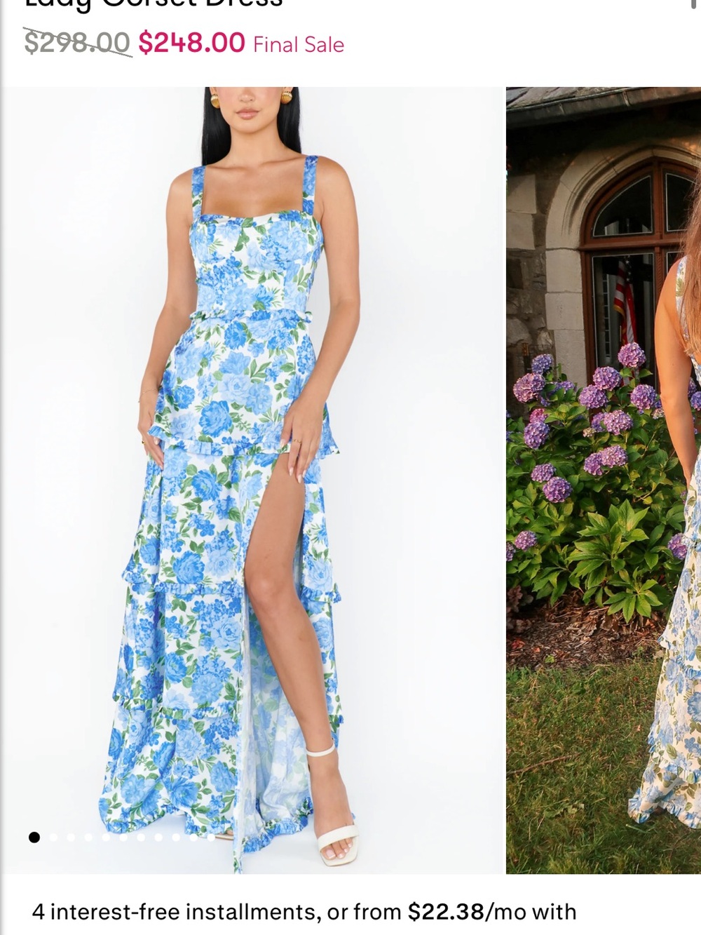 Show Me Your MuMu Blue & White Floral High-Low Maxi Dress